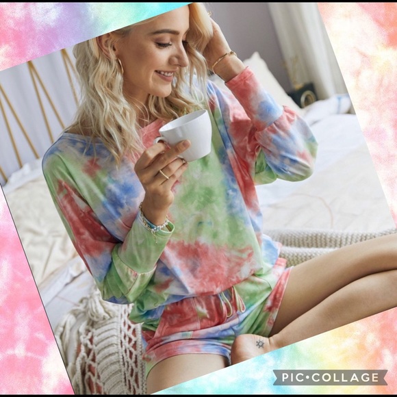SALE! NEW! Pastel Tie Dye Short Lounge Set - Picture 3 of 11